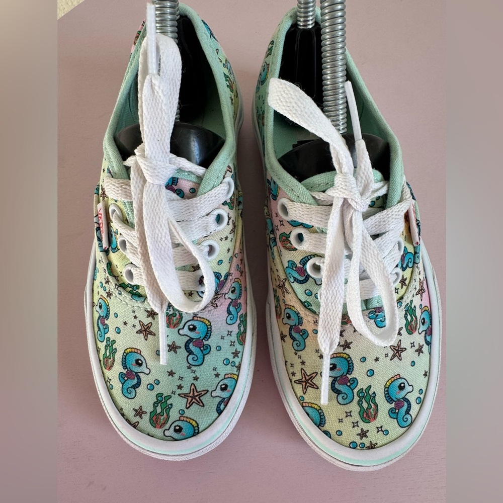 Vans Mint Green Seahorse Starfish Kids Shoes size 13